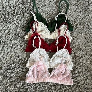 5 FOR $10 PINK GEEEN RED & WHITE BRALETTES